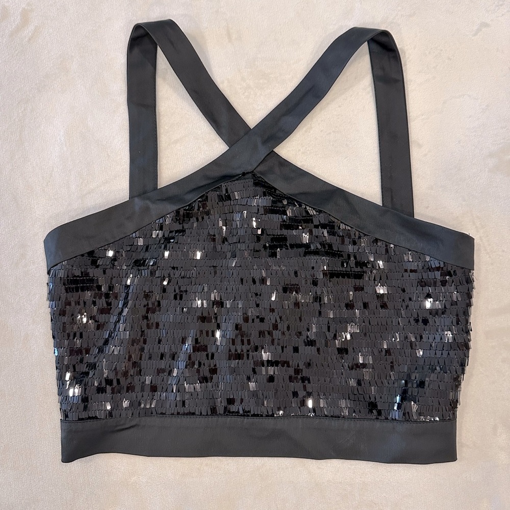Zara Black Sequin Crop Top